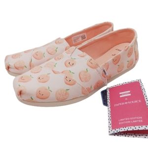 NWT Toms X Paper Source Alpargata Flats in Pink Pearl Just Peachy Print Size 7